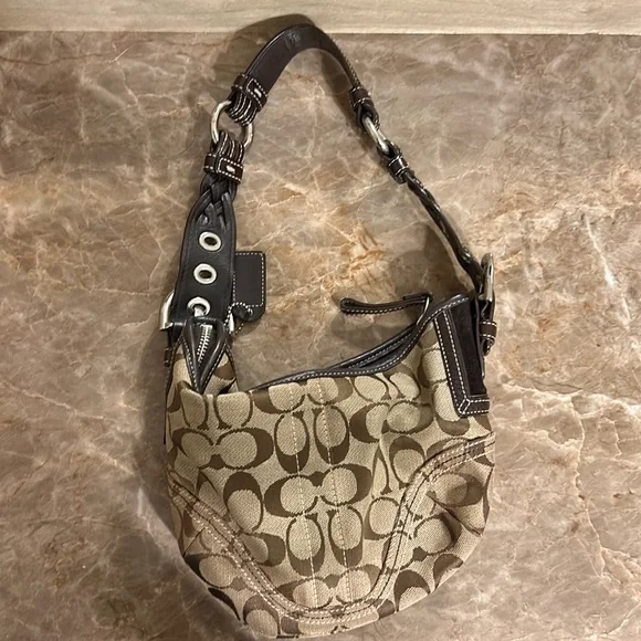 バッグ Coach Soho Mini Signature Turnrock Bag Vintage Coach Small Soho Leather Hobo Shoulder Bag Black